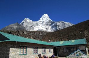 Ama dablam base camp lodge in Mingbo valley near base camp of Ama Dablam trekking Nepal