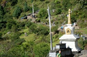 Mani on hiking trail to Everest base camp Nepal