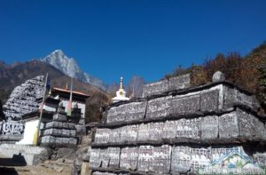 Stupa, Chhorten, monastery are the Buddhist monuments on the Everest base camp trek route in Sherpa village of Khumbu Nepal