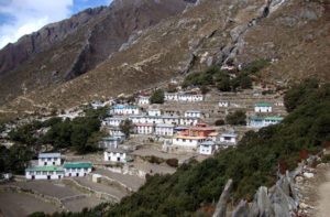 Pangboche village and Pangboche monastery near Mount Everest
