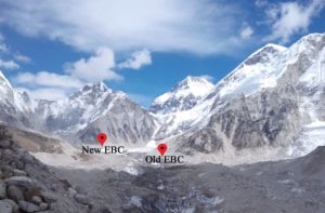 Old and new Mount Everest base camp trek